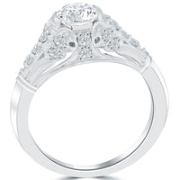 1.11 Carat H-SI1 Natural Round Diamond Engagement Ring 14k Gold Vintage Style