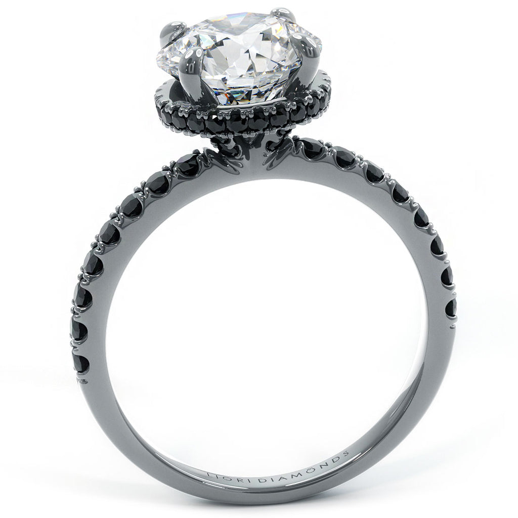 2.80 Carat H-VS2 Certified Natural Round Diamond Engagement Ring 18k Black Gold