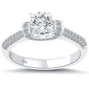 0.91 Carat D-SI1 Certified Natural Round Diamond Engagement Ring 14k White Gold