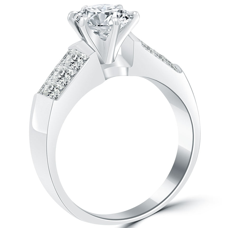 2.02 Carat G-SI2 Certified Natural Round Diamond Engagement Ring 18k White Gold
