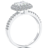 1.95 Carat I-VS1 Radiant Cut Natural Diamond Engagement Ring 14k Gold Pave Halo