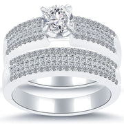 1.85 Carat D-SI1 Diamond Engagement Ring & Wedding Band Set 14k White Gold