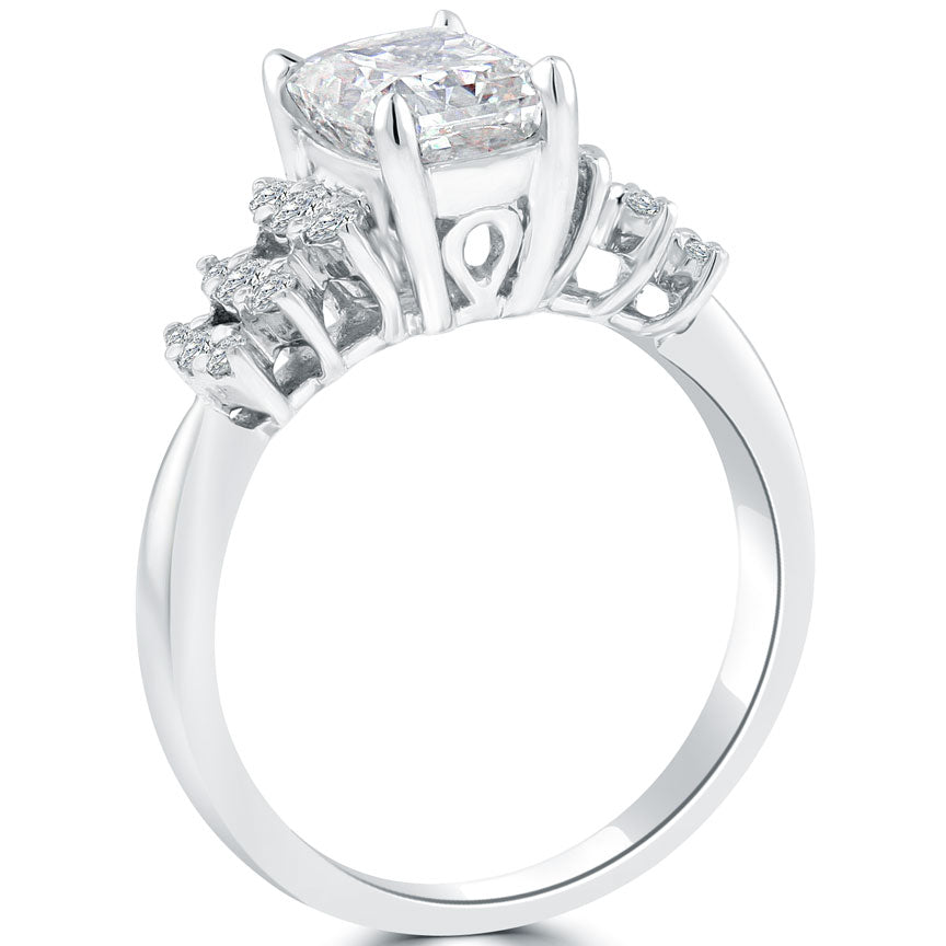 2.13 Carat F-SI2 Certified Radiant Cut Diamond Engagement Ring 14k White Gold