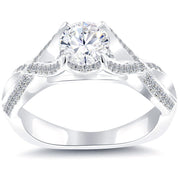 1.08 Carat D-SI2 Certified Natural Round Diamond Engagement Ring 18k White Gold