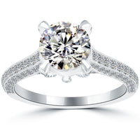 2.69 Carat H-VS2 Certified Natural Round Diamond Engagement Ring 18k White Gold