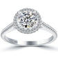 1.74 Carat F-VS2 Natural Round Diamond Engagement Ring 18k White Gold Pave Halo