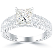 2.03 Carat L-SI2 Princess Cut Diamond Engagement Ring 14k Gold Vintage Style