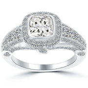 2.65 Carat I-VS2 Cushion Cut Natural Diamond Engagement Ring 14k Vintage Style