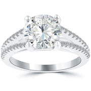 2.92 Carat G-SI3 Certified Natural Round Diamond Engagement Ring 18k White Gold