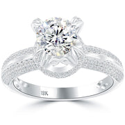 1.75 Carat D-I1 Certified Natural Round Diamond Engagement Ring 18k White Gold