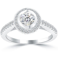 1.03 Ct. D-SI2 Natural Round Diamond Engagement Ring 14k Pave Halo Vintage Style