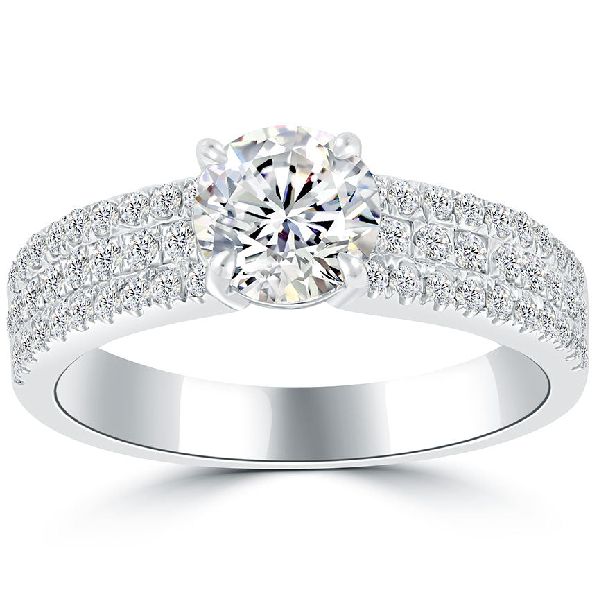 1.62 Carat G-SI1 Certified Natural Round Diamond Engagement Ring 14k White Gold