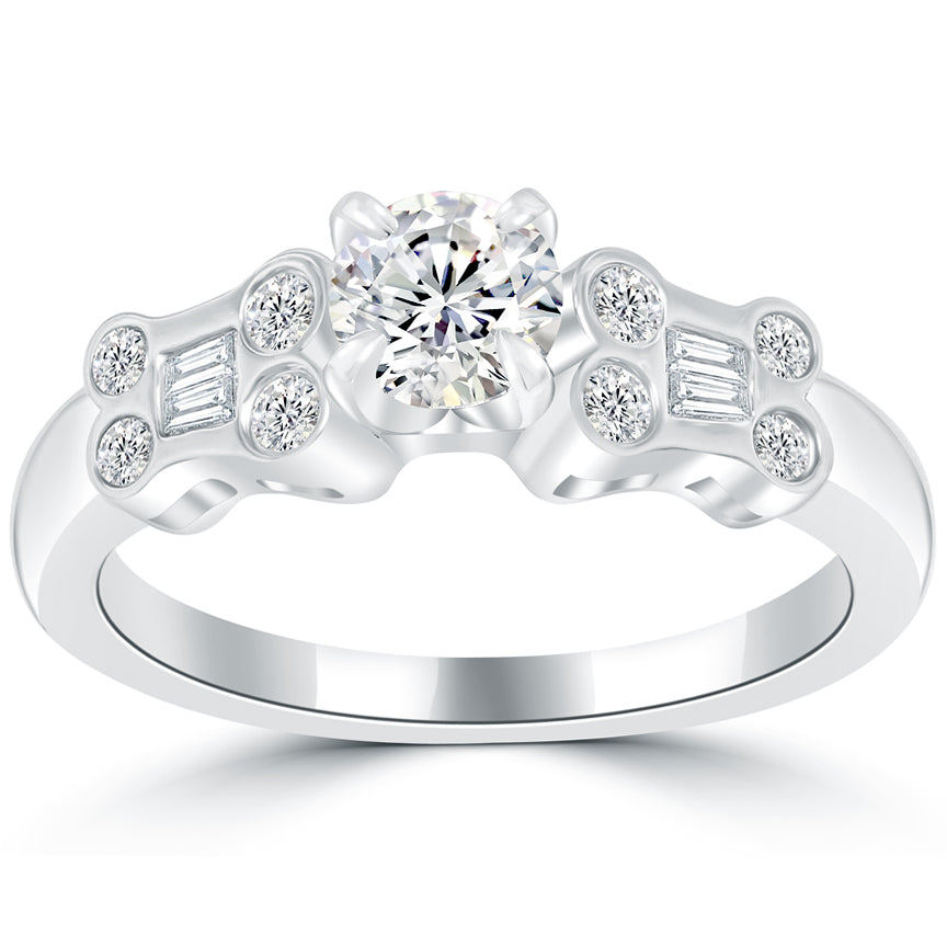 0.89 Carat D-SI2 Certified Natural Round Diamond Engagement Ring 14k White Gold