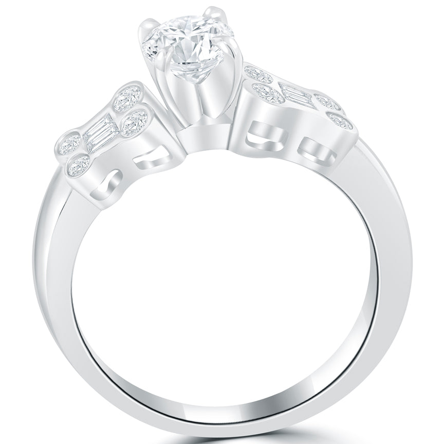 0.89 Carat D-SI2 Certified Natural Round Diamond Engagement Ring 14k White Gold