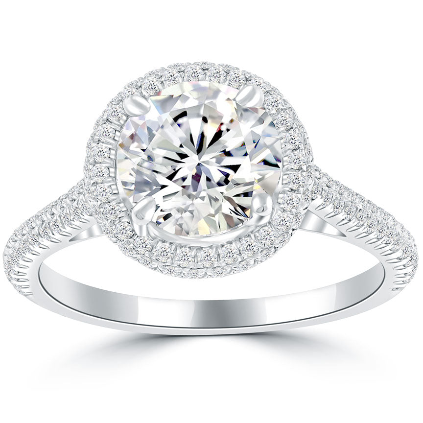 4.13 Carat G-SI2 Certified Natural Round Diamond Engagement Ring Set in Platinum