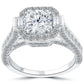 3.32 Carat G-SI2 Vintage Style Round Diamond Engagement Ring 18k White Gold