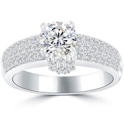 1.80 Carat H-I1 Certified Natural Round Diamond Engagement Ring 14k White Gold