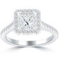 1.88 Ct. F-VS1 Certified Princess Cut Diamond Engagement Ring 14k Gold Pave Halo