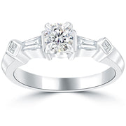 0.90 Carat H-SI2 Certified Natural Round Diamond Engagement Ring 14k White Gold