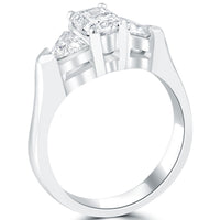 1.75 Carat G-SI2 Radiant Cut Three Stone Diamond Engagement Ring 14k White Gold
