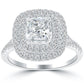 1.96 Carat H-SI1 Cushion Cut Natural Diamond Engagement Ring 18k Gold Pave Halo