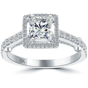 1.74 Carat F-SI1 Princess Cut Diamond Engagement Ring 18k Gold Vintage Style