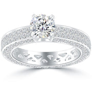 2.88 Carat D-SI3 Round Diamond Engagement Eternity Ring 14k White Gold