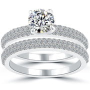 2.02 Carat D-SI2 Diamond Engagement Ring & Wedding Band Set 14k White Gold