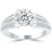 2.56 Carat G-SI2 Certified Natural Round Diamond Engagement Ring 18k White Gold
