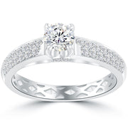 1.03 Carat E-SI1 Certified Natural Round Diamond Engagement Ring 14k White Gold