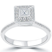 0.83 Carat G-VS2 Certified Princess Cut Diamond Engagement Ring 18k White Gold