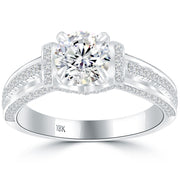 1.56 Carat E-SI2 Certified Natural Round Diamond Engagement Ring 18k White Gold