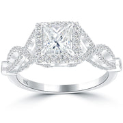 2.00 Carat G-SI1 Princess Cut Diamond Engagement Ring 18k Gold Vintage Style