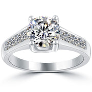 2.18 Carat G-VS2 Certified Natural Round Diamond Engagement Ring 14k White Gold