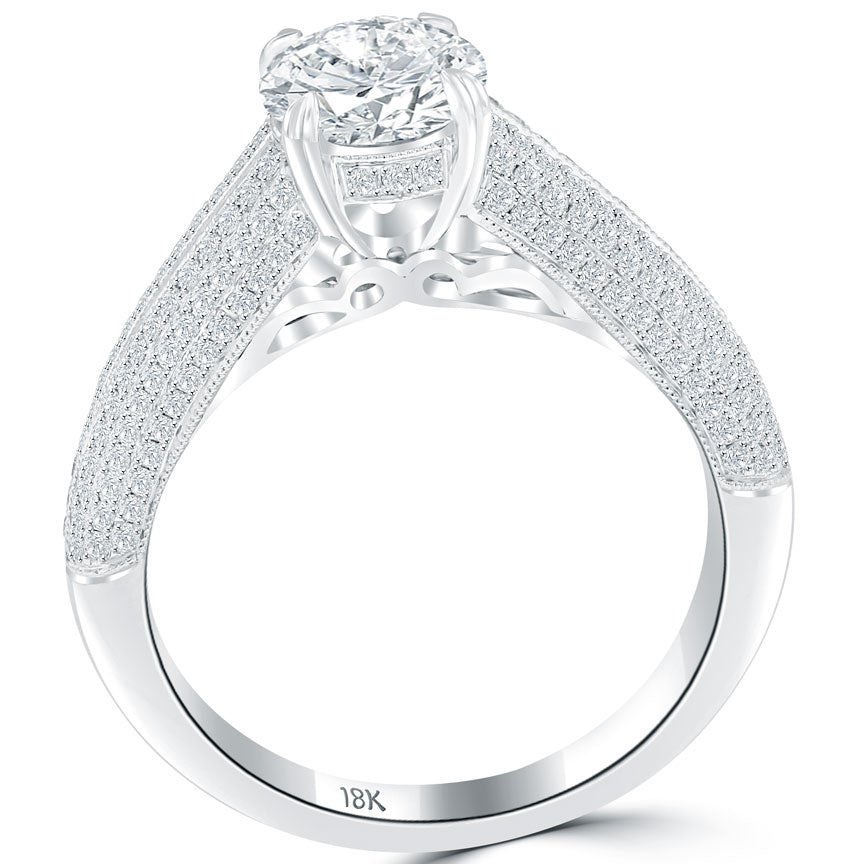 2.01 Carat E-SI2 Certified Natural Round Diamond Engagement Ring 18k White Gold