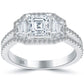 2.02 Carat E-SI1 Asscher Cut Natural Diamond Engagement Ring 18k Vintage Style