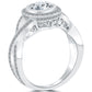 1.73 Carat F-SI1 Natural Round Diamond Engagement Ring 18k White Gold Pave Halo