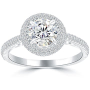 1.75 Carat E-SI1 Certified Natural Round Diamond Engagement Ring Set in Platinum