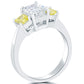 2.02 Carat Fancy Yellow & White Radiant Cut Three Stone Diamond Engagement Ring