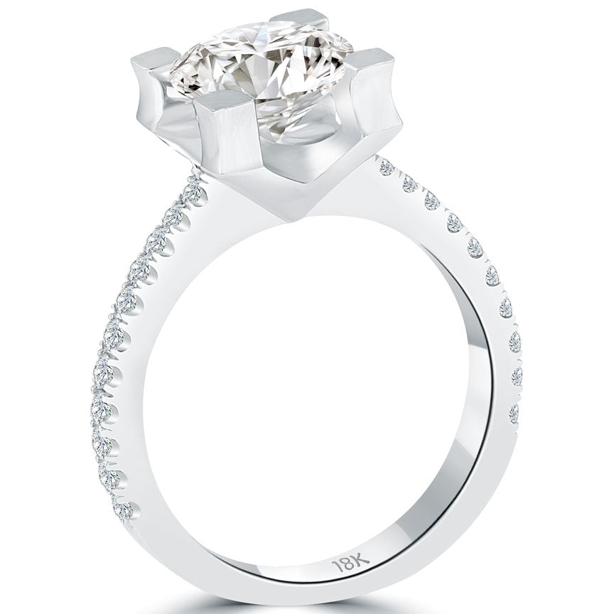 2.60 Carat K-VS2 Certified Natural Round Diamond Engagement Ring 18k White Gold