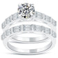 2.15 Carat F-SI1 Diamond Engagement Ring & Wedding Band Set 14k White Gold