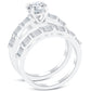 2.15 Carat F-SI1 Diamond Engagement Ring & Wedding Band Set 14k White Gold