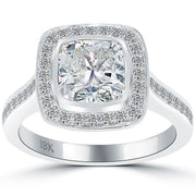 2.51 Carat E-I1 Cushion Cut Natural Diamond Engagement Ring 18k Vintage Style