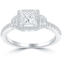 1.89 Ct. D-VS1 Princess Cut Diamond Engagement Ring 18k White Gold Vintage Style