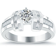 1.15 Carat D-VS2 Certified Natural Round Diamond Engagement Ring 14k White Gold