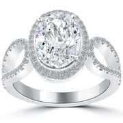 3.45 Carat D-SI2 Oval Cut Natural Diamond Engagement Ring 18k Vintage Style