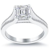 2.52 Carat G-VS1 Asscher Cut Diamond Engagement Ring Set In Platinum