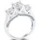 3.34 Carat E-SI2 Three Stone Natural Diamond Engagement Ring 18k White Gold