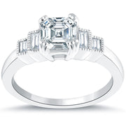 2.01 Carat G-VS2 Asscher Cut Diamond Engagement Ring Set In Platinum