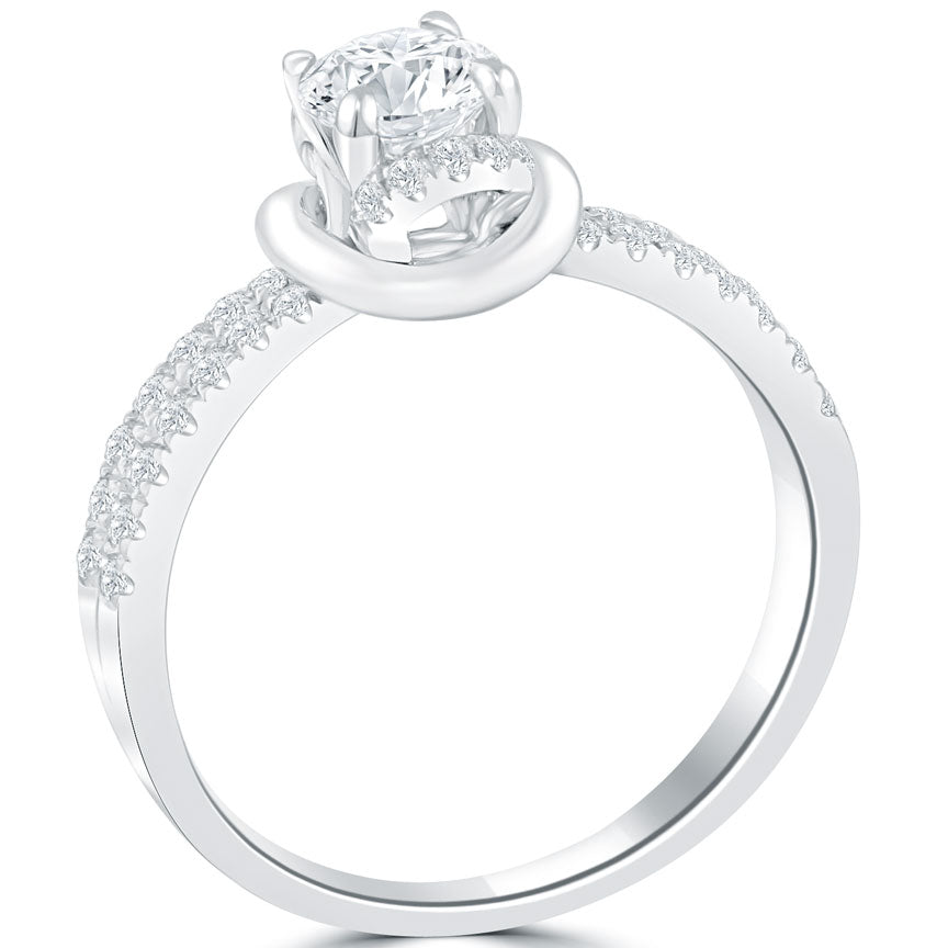 0.84 Carat D-SI2 Certified Natural Round Diamond Engagement Ring 18k White Gold